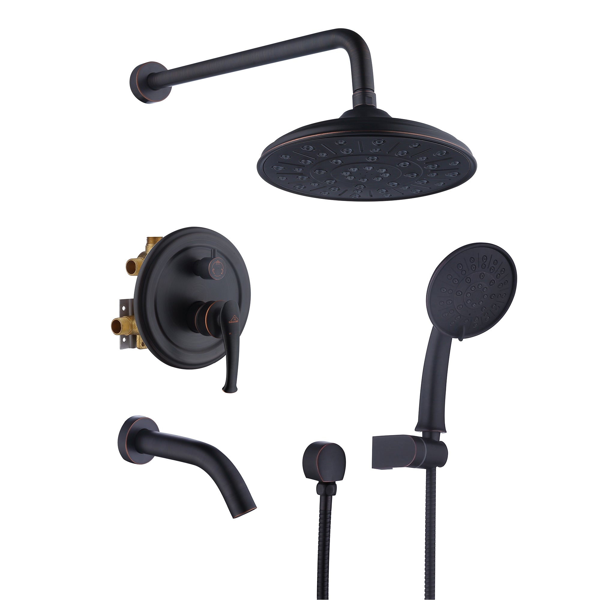 CASAINC 8.3 inch Wall-mounted rain shower faucet with pressure balanced valve