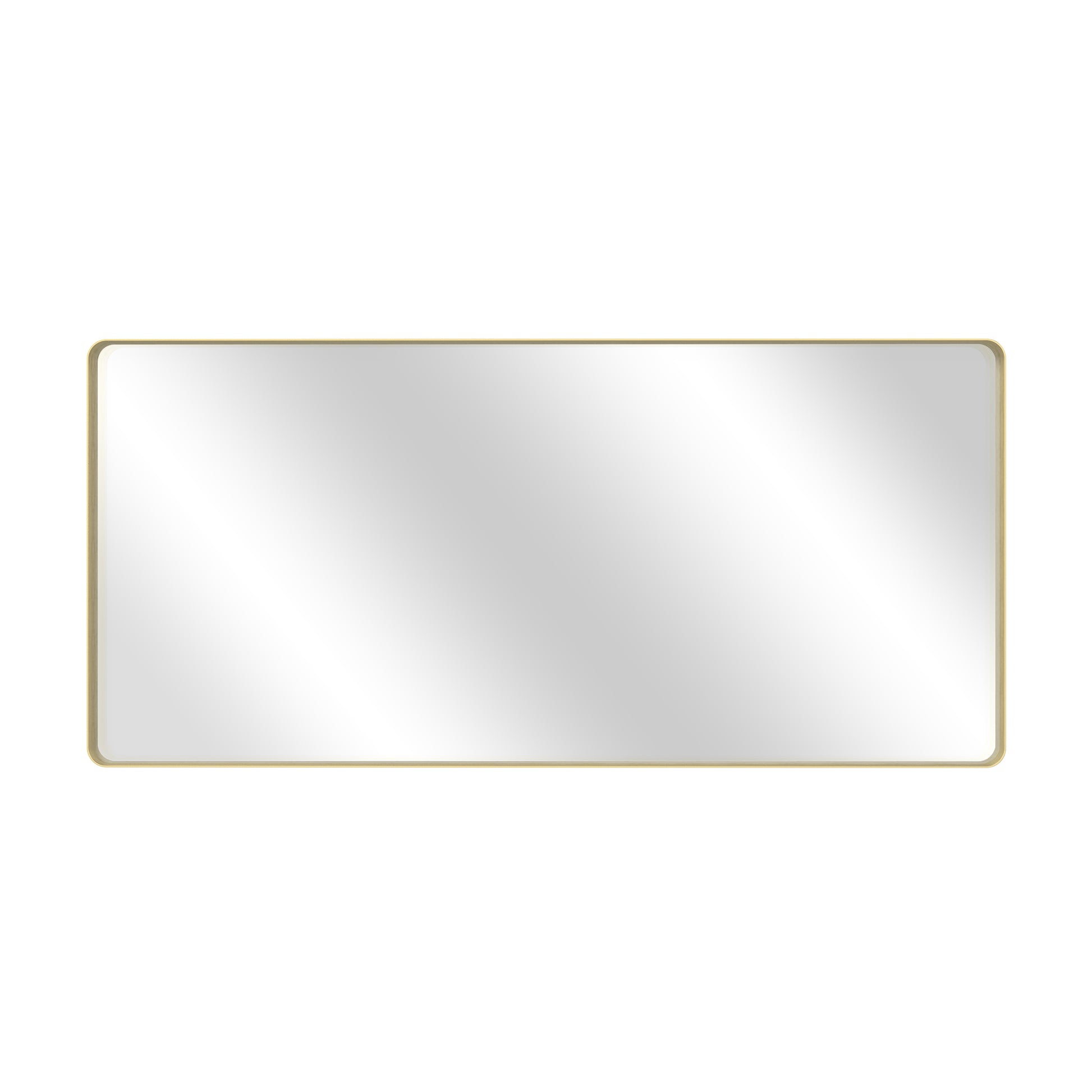 Tempered Glass Wall-Mounted Mirror with Gold Metal Frame
