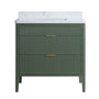 30"/36"/48" Freestanding Single Sink Bathroom Vanity with Solid Wood Construction & Marble Top