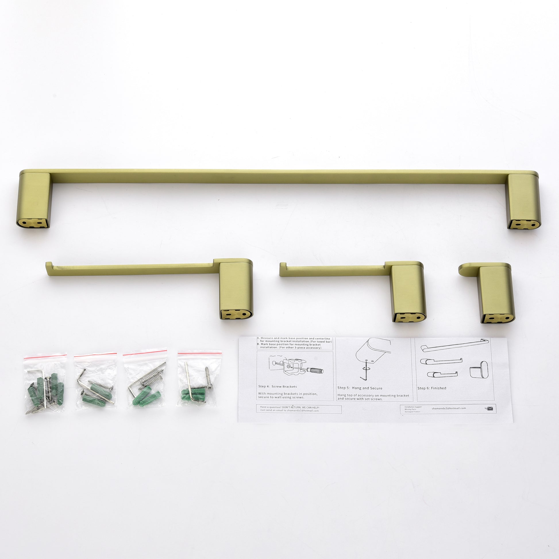 Casainc 4 - Piece Modern Bathroom Hardware Set (Brushed Gold)-CASAINC