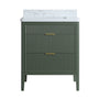 30"/36"/48" Freestanding Single Sink Bathroom Vanity with Solid Wood Construction & Marble Top