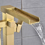 Casainc Freestanding 1-Handle Waterfall Bathtub Faucet with Handheld Shower (Brushed Gold)-CASAINC