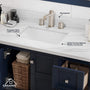 CASAINC 48 x 22 x 35.4 in. Solid Wood Navy Blue Bath Vanity with Carrara White Marble Countertop (No/With Mirror)