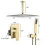 Casainc 2-Function Wall-Mounted/Ceiling-Mounted Shower System with Handheld Shower in Brushed Gold