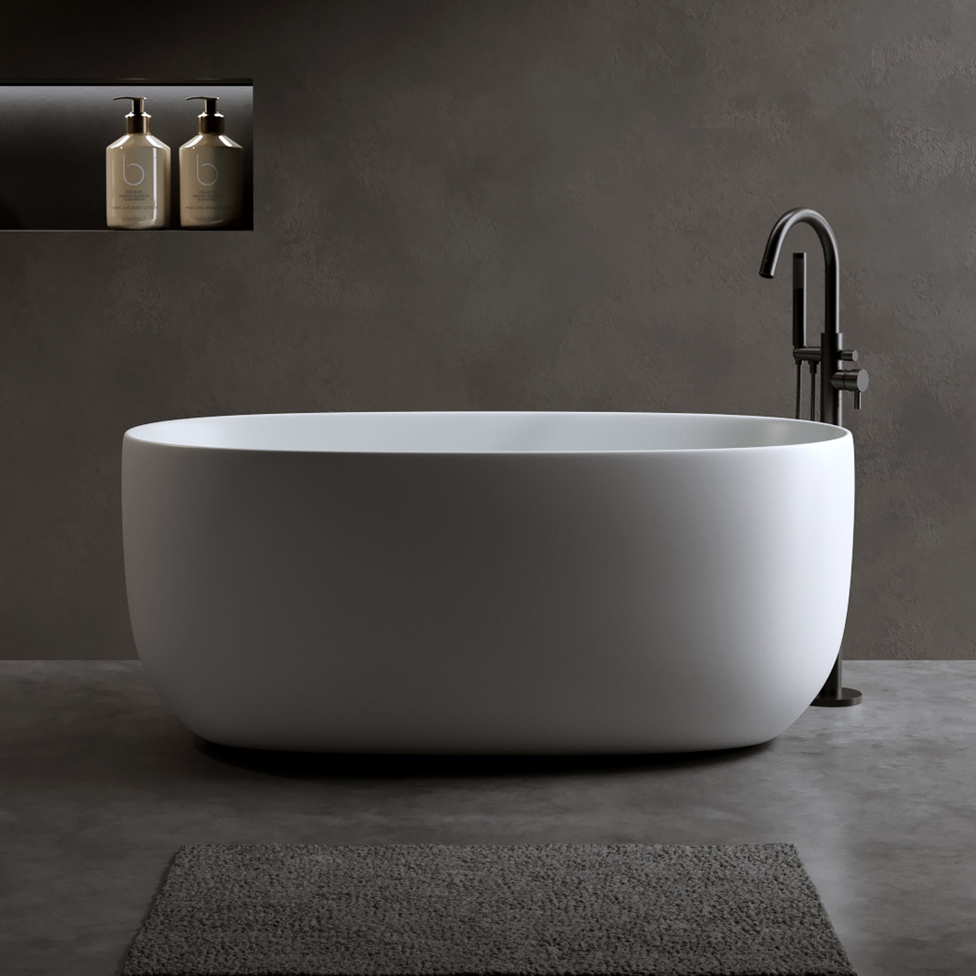 47" Freestanding Stone Resin Soaking Bathtub with Heat Retention
