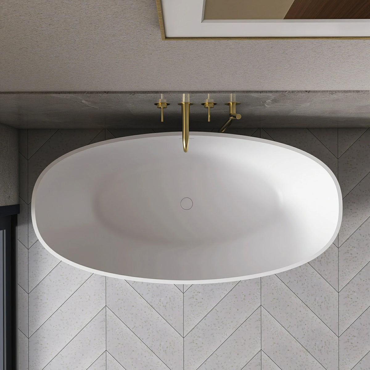 61" Small Artificial Stone Solid Surface Freestanding Bathtub
