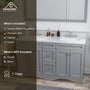CASAINC 60 x 22 x 35.4 in. Solid Wood Bath Vanity with Marble Top and Backsplash in Gray/White (No/With Mirror)