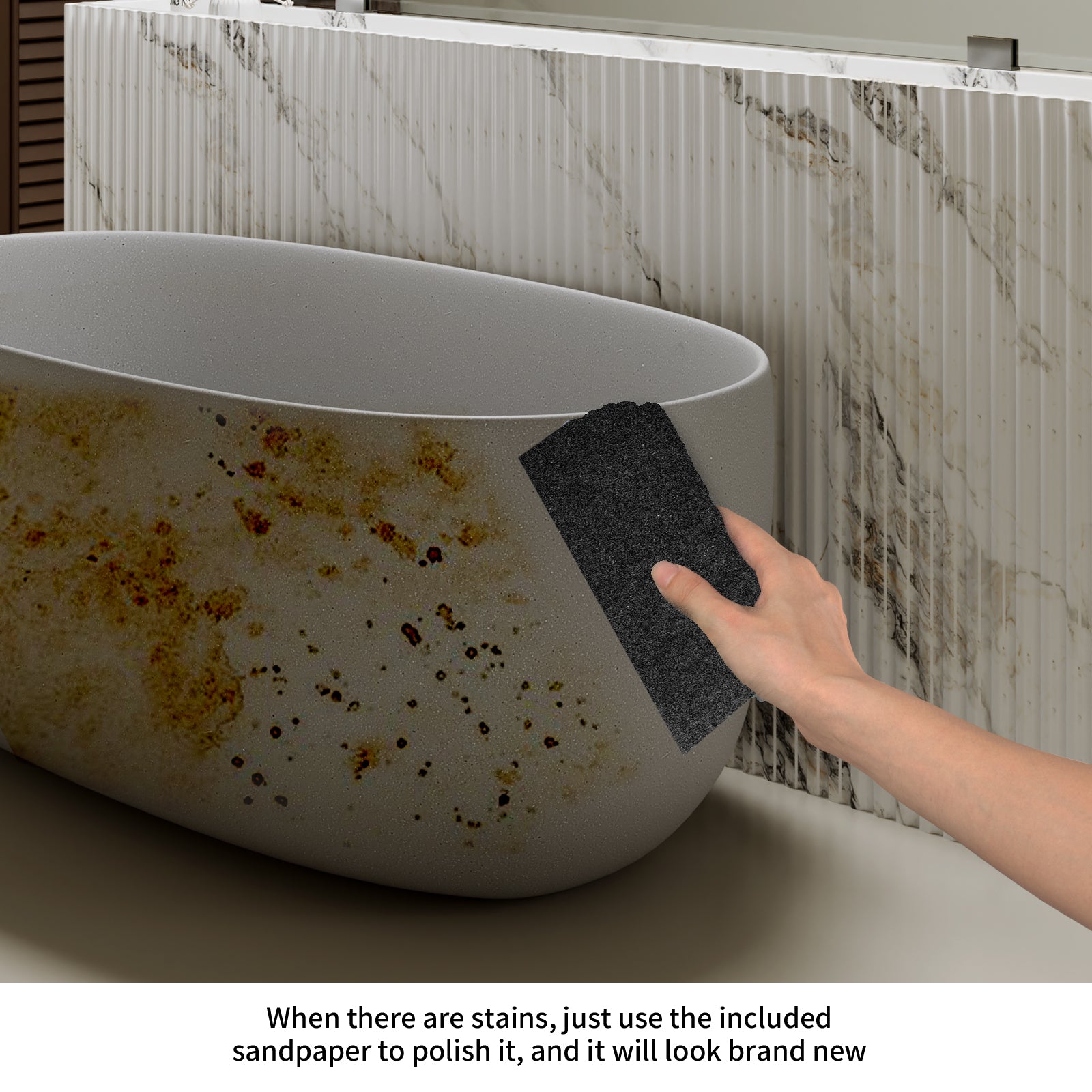 51" Freestanding Stone Resin Soaking Tub with One-Side Overflow, Turquoise Green/Beige/Cream Grey/Grey