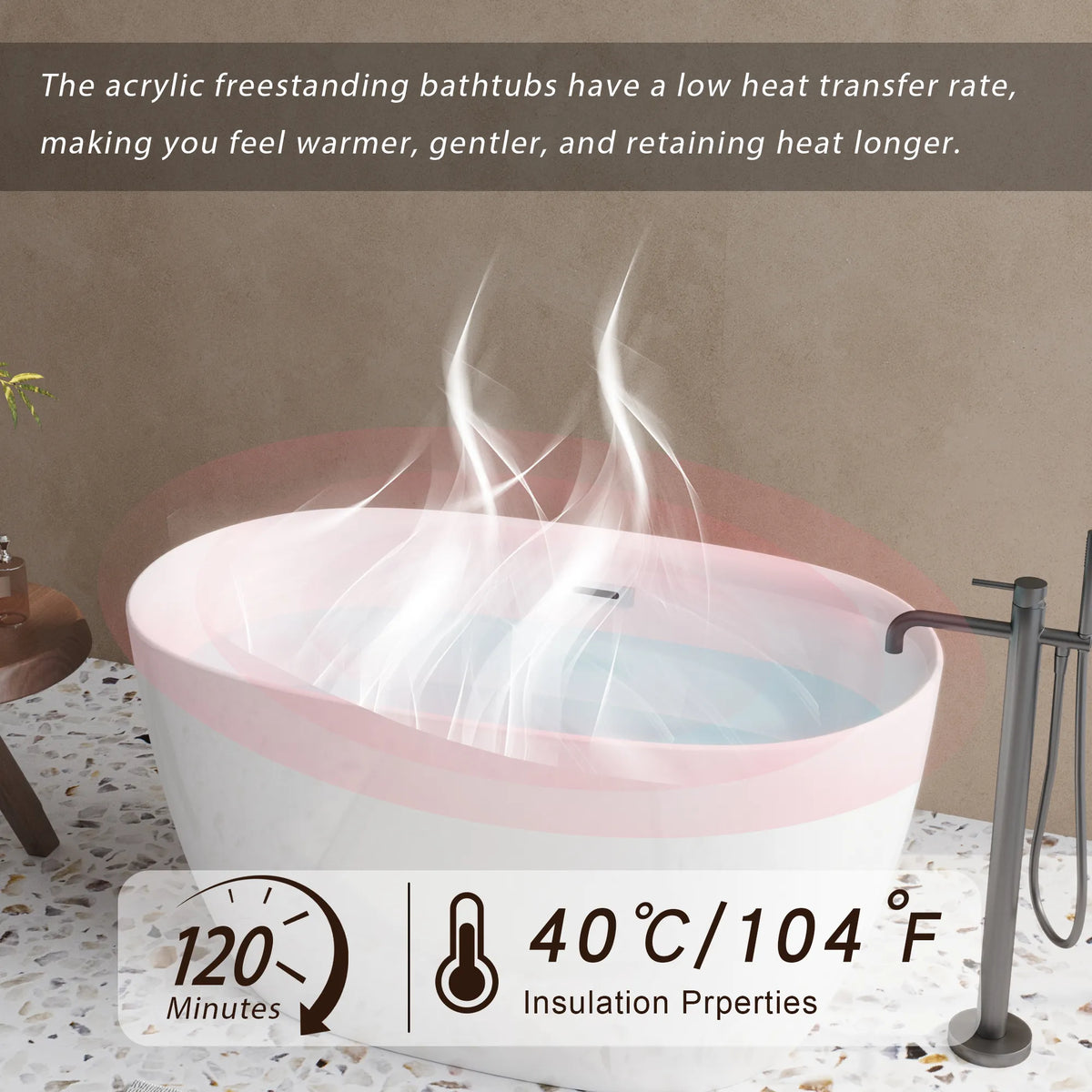47" Gloss White Acrylic Oval Freestanding Bathtub with Chrome Overflow and Pop-Up Drain