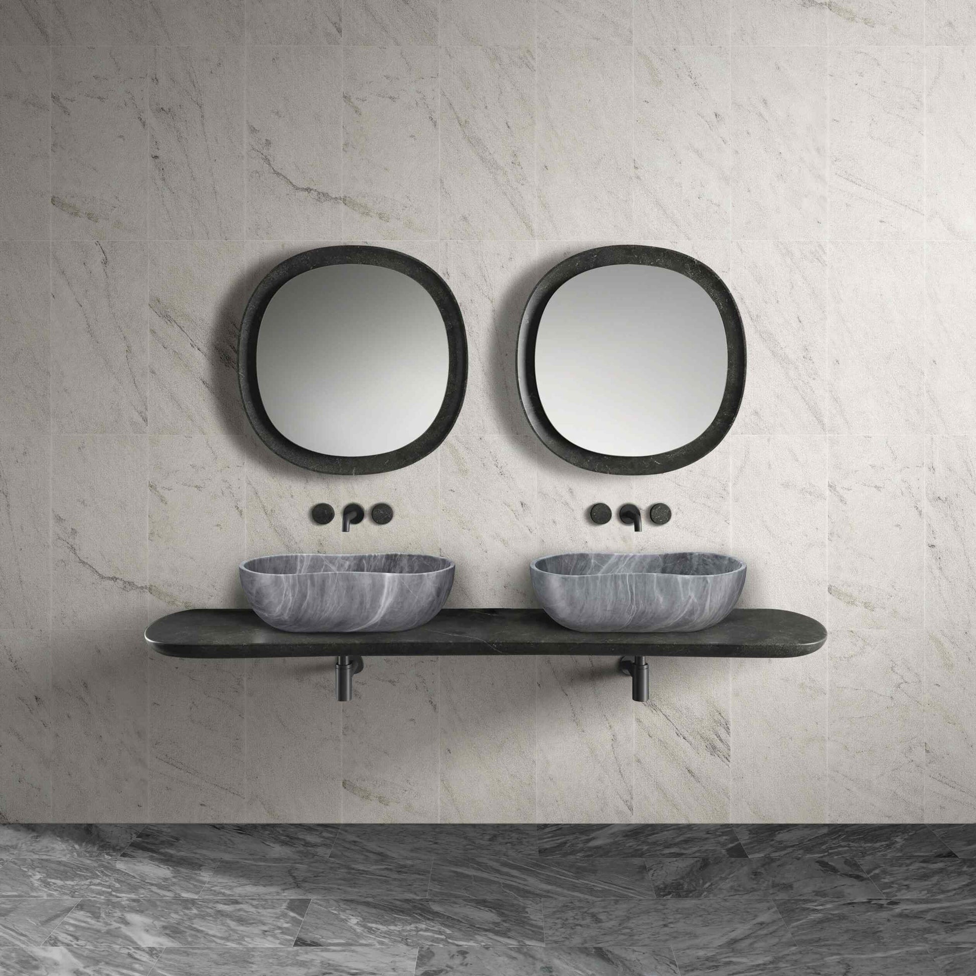 23.6” Genuine Natural Marble Vessel Sink – polished surface in Beige/White/Gray/Green