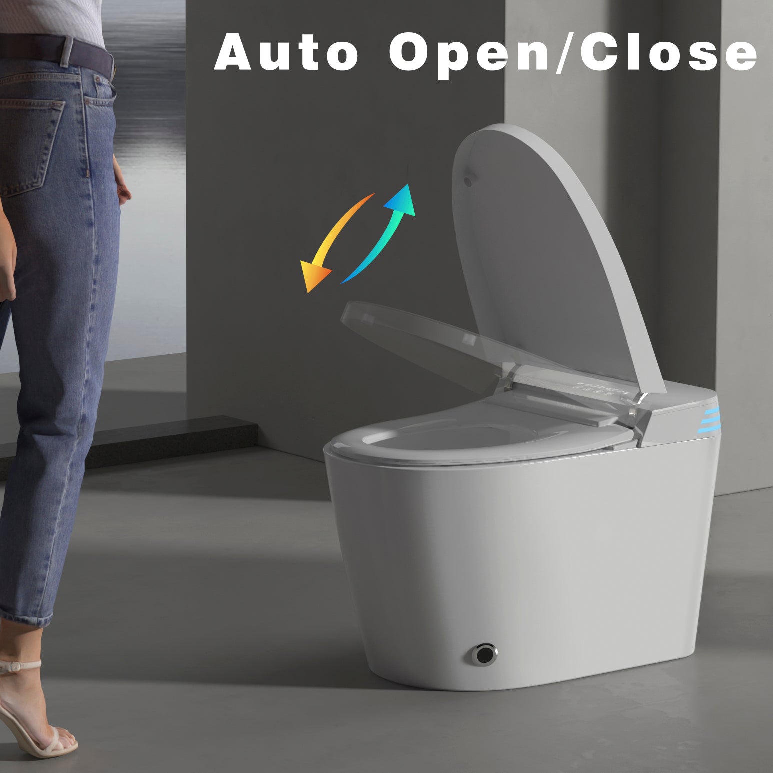 Tankless Black Panel Smart Toilet with Auto Flush, Heated Seat & Bidet Functions