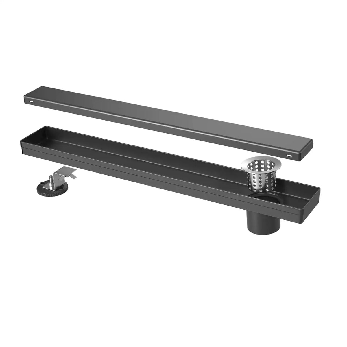 Offset Linear Shower Drain in 304 Stainless Steel with Reversible Flat and Tile Insert Cover