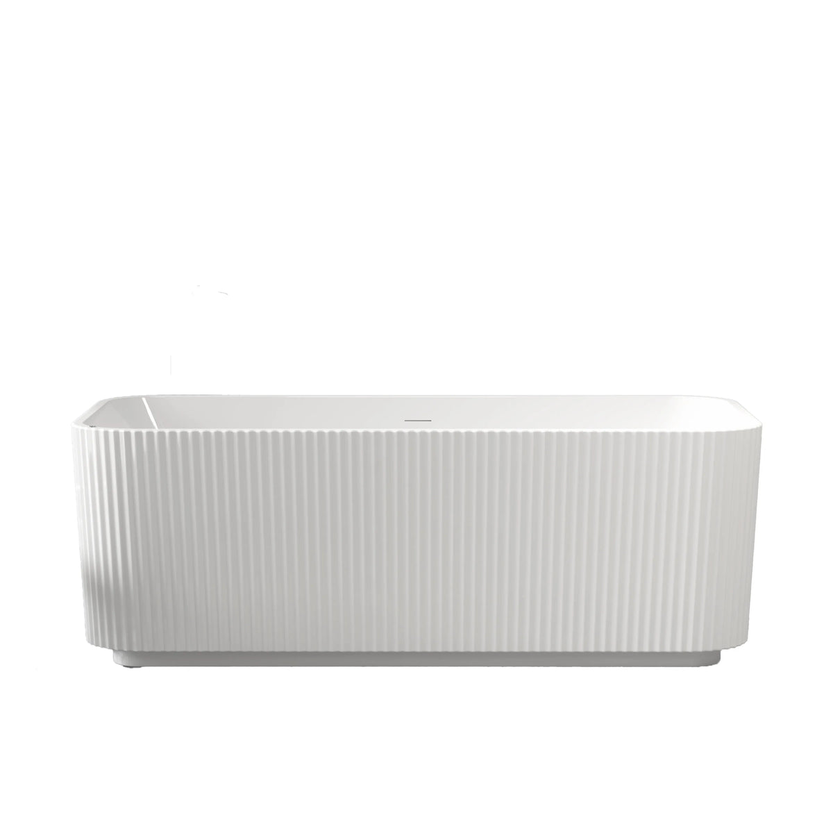67" Gloss White Acrylic Whirlpool Freestanding Bathtub with 10 Jets and Vertical Fluted Exterior