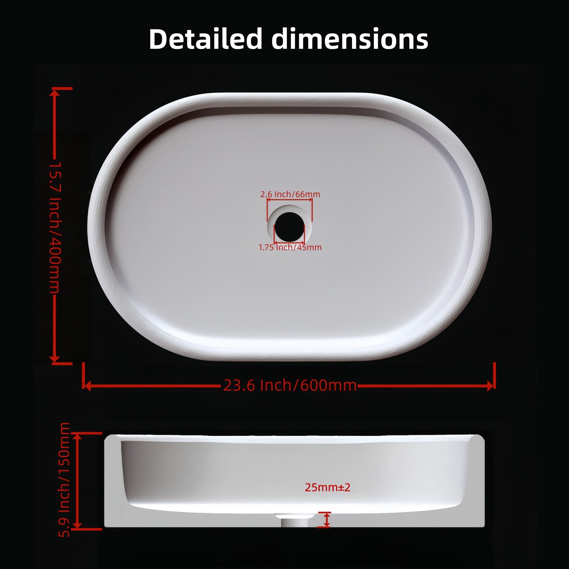 23.6" Natural Marble Vessel Sink with Polished Finish – Real Stone Bathroom Basin in  Beige Gold/White Natural/Gray/Green