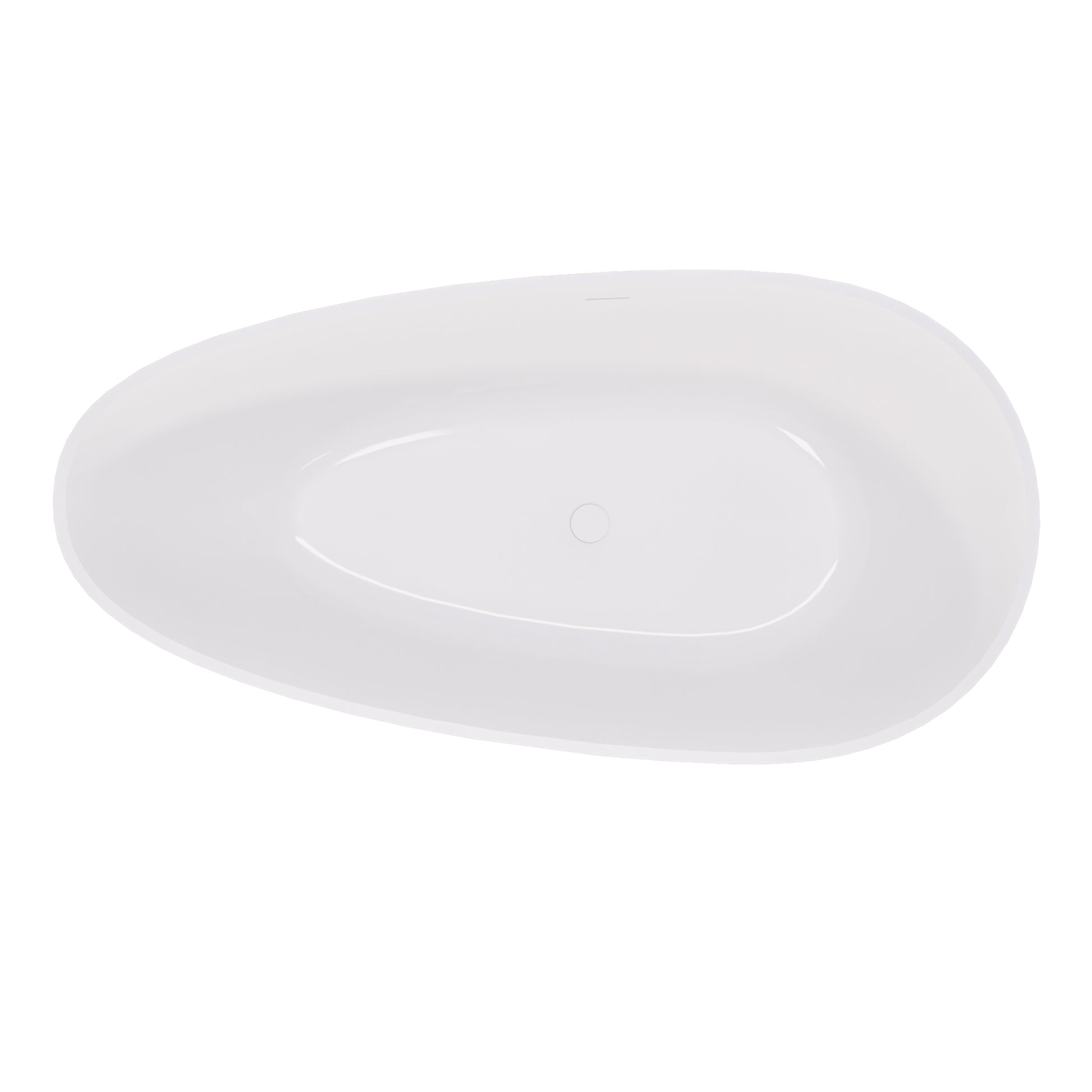 59" Luxury Handcrafted Freestanding Solid Surface Soaking Bathtub in Glossy White