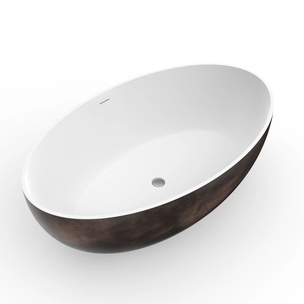 67 Inch Freestanding Solid Surface Soaking Bathtub for Bathroom