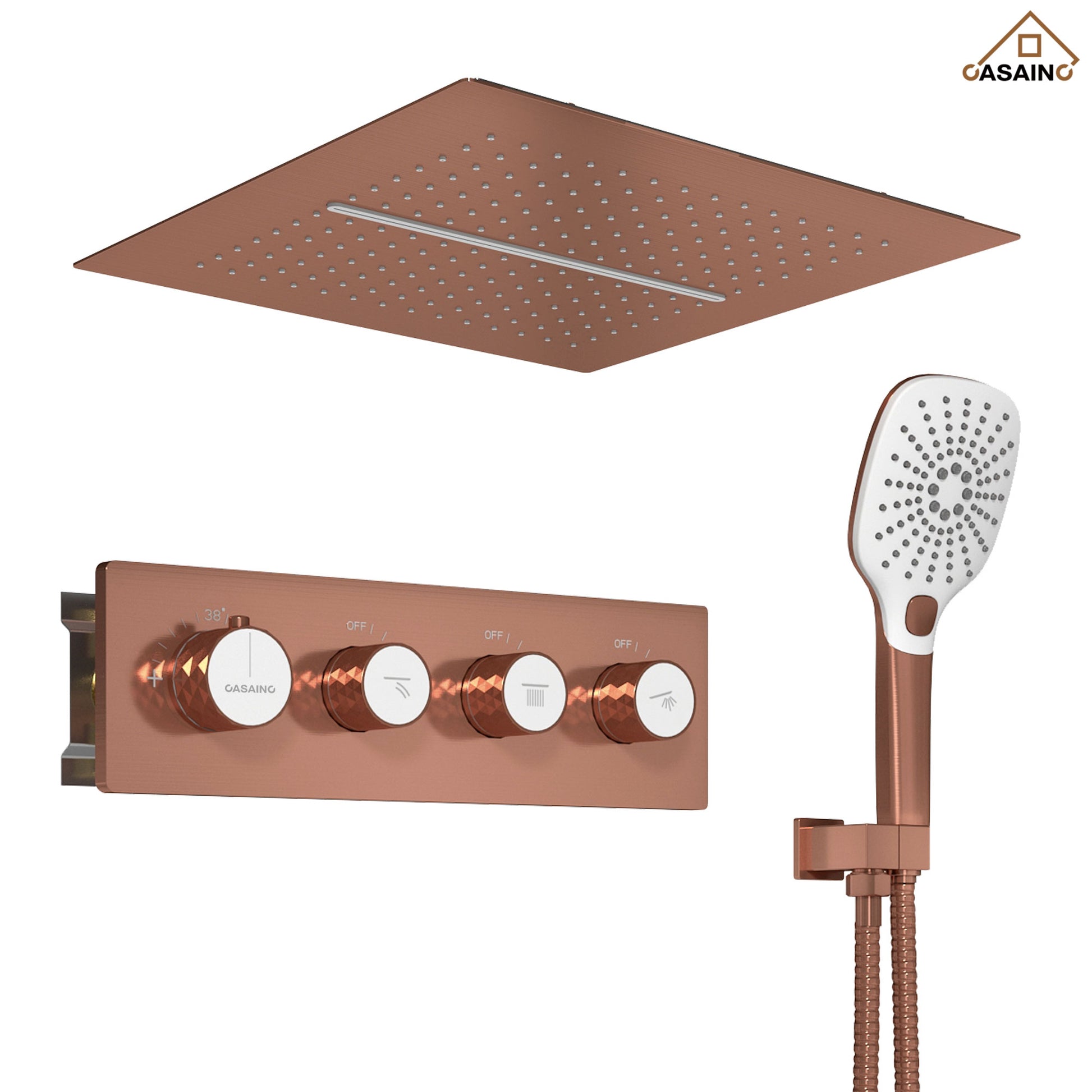 16'' Ceiling Mount Concealed Multi-Function Shower System 3-Spray Modes Showerhead Perfect Shower System with Massage Functions & Waterfall