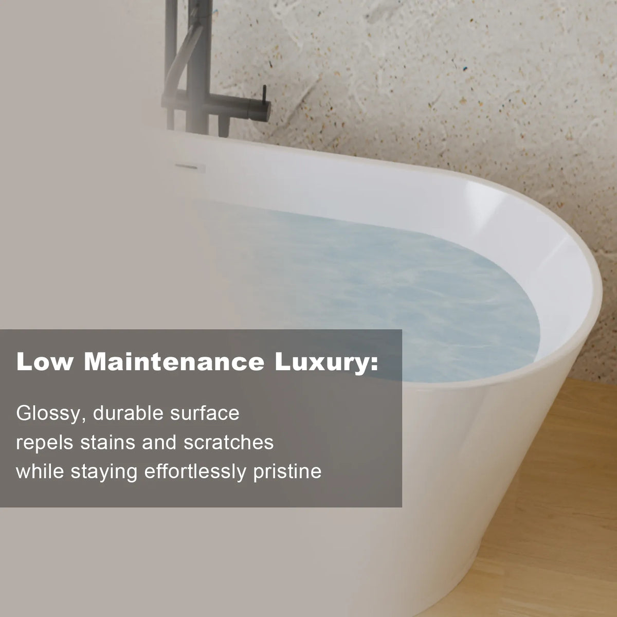 55"/67" Glossy White Acrylic Freestanding Bathtub with Double-walled Insulation