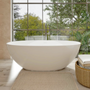 65" Oval Stone Resin Freestanding Soaking Tub with Ergonomic Design