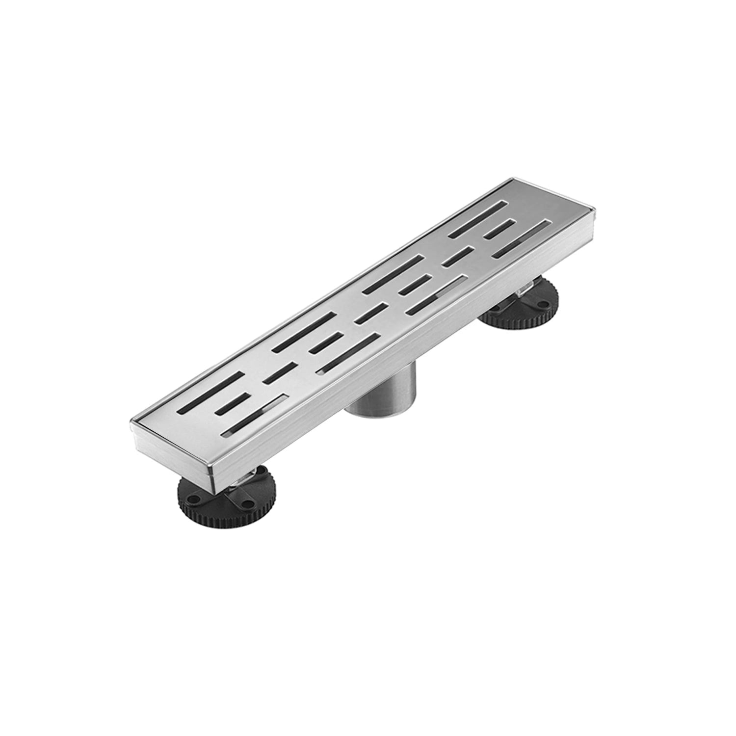 Linear Shower Drain with Brick Pattern Grate Cover and Hair Strainer in 304 Stainless Steel