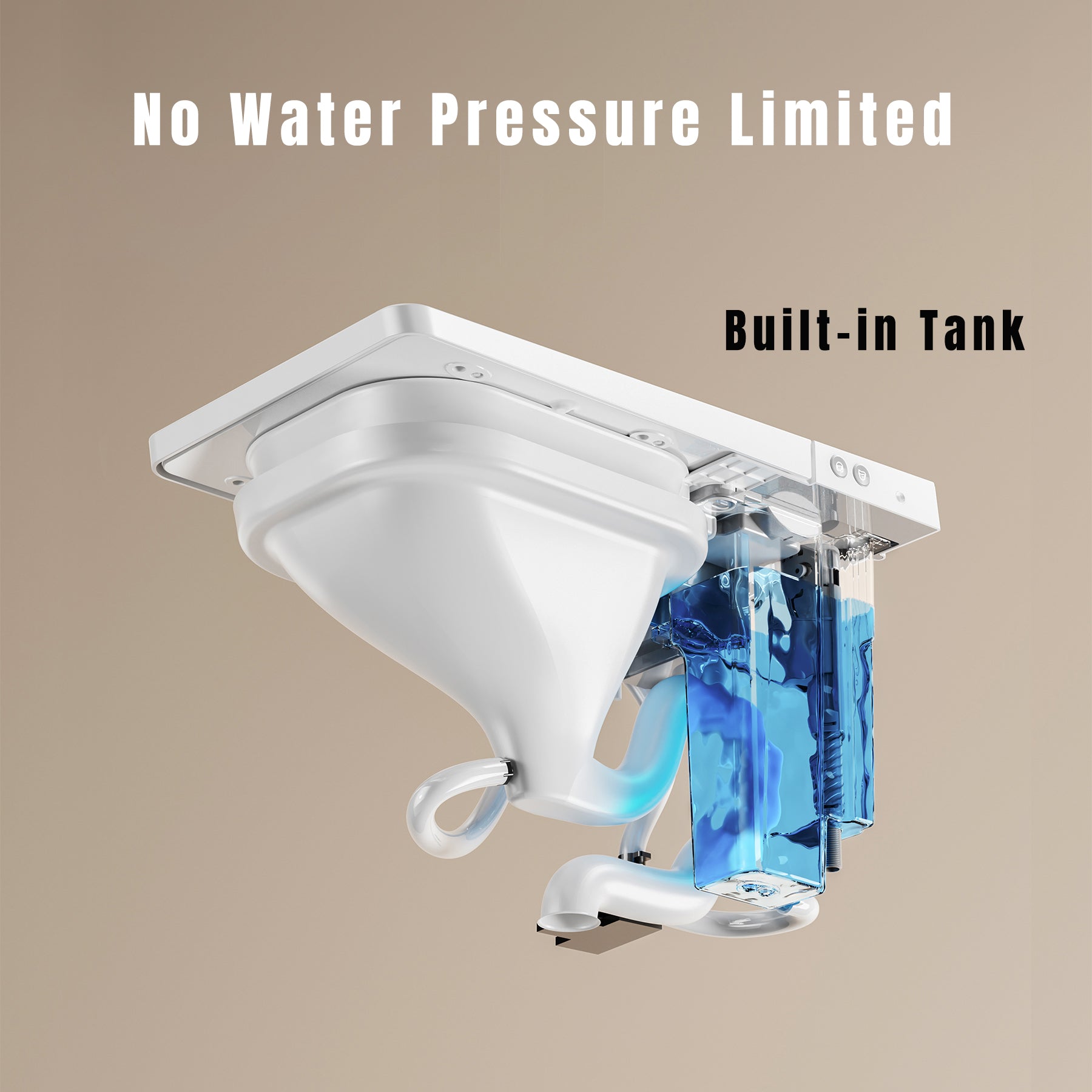 Black&White Smart Built-in Tank Bidet Toilet with Foot-Touch Lid Opening