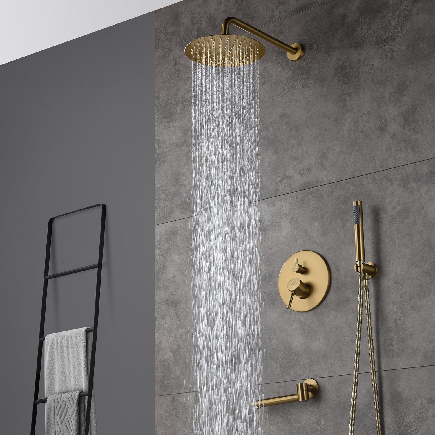 Casainc Round 3 Functions Wall Mount Dual Shower Heads Shower System In Black