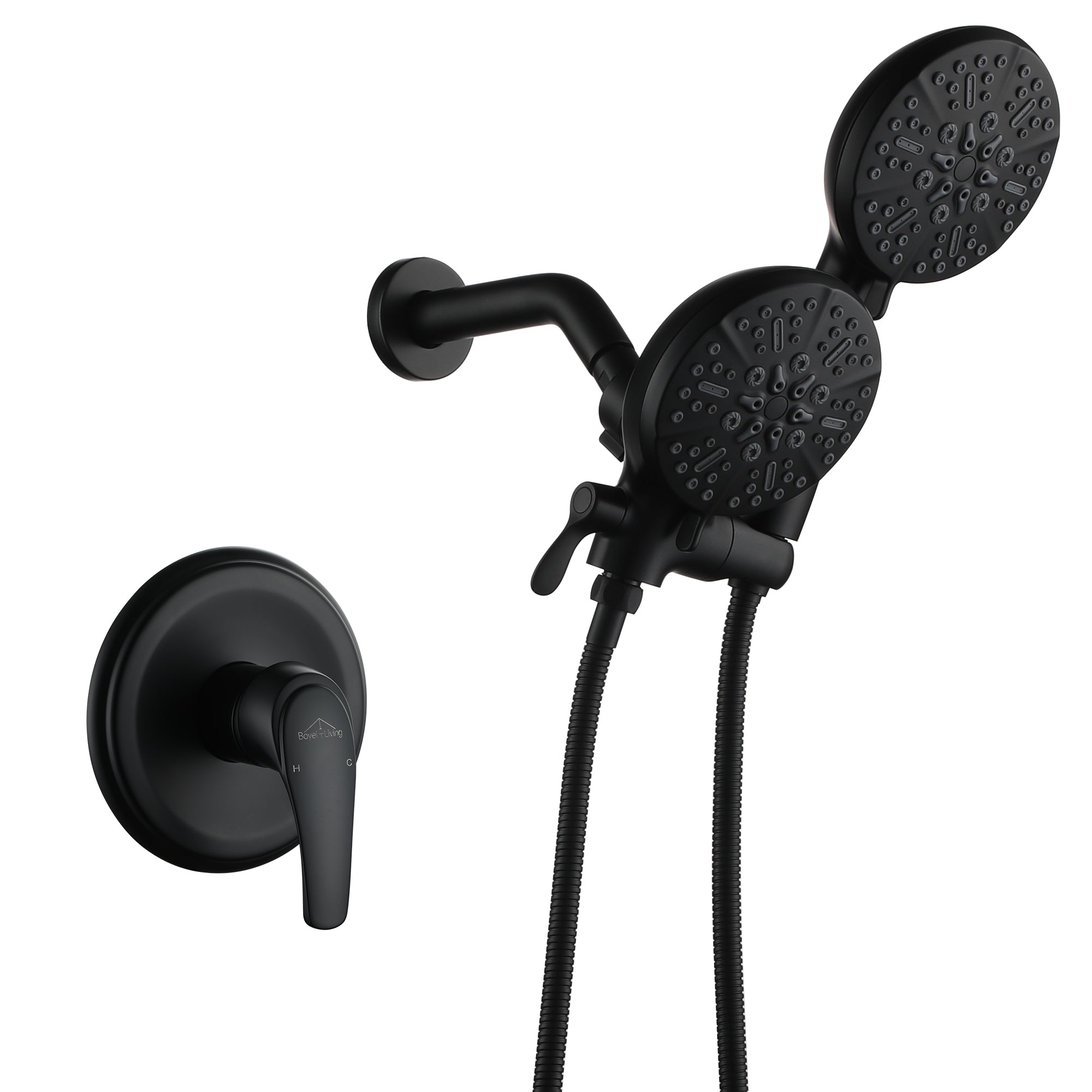 4.72" Wall Mount Dual Shower Heads with Multiple Spray Patterns