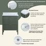30"/36"/48" Freestanding Single Sink Bathroom Vanity with Solid Wood Construction & Marble Top