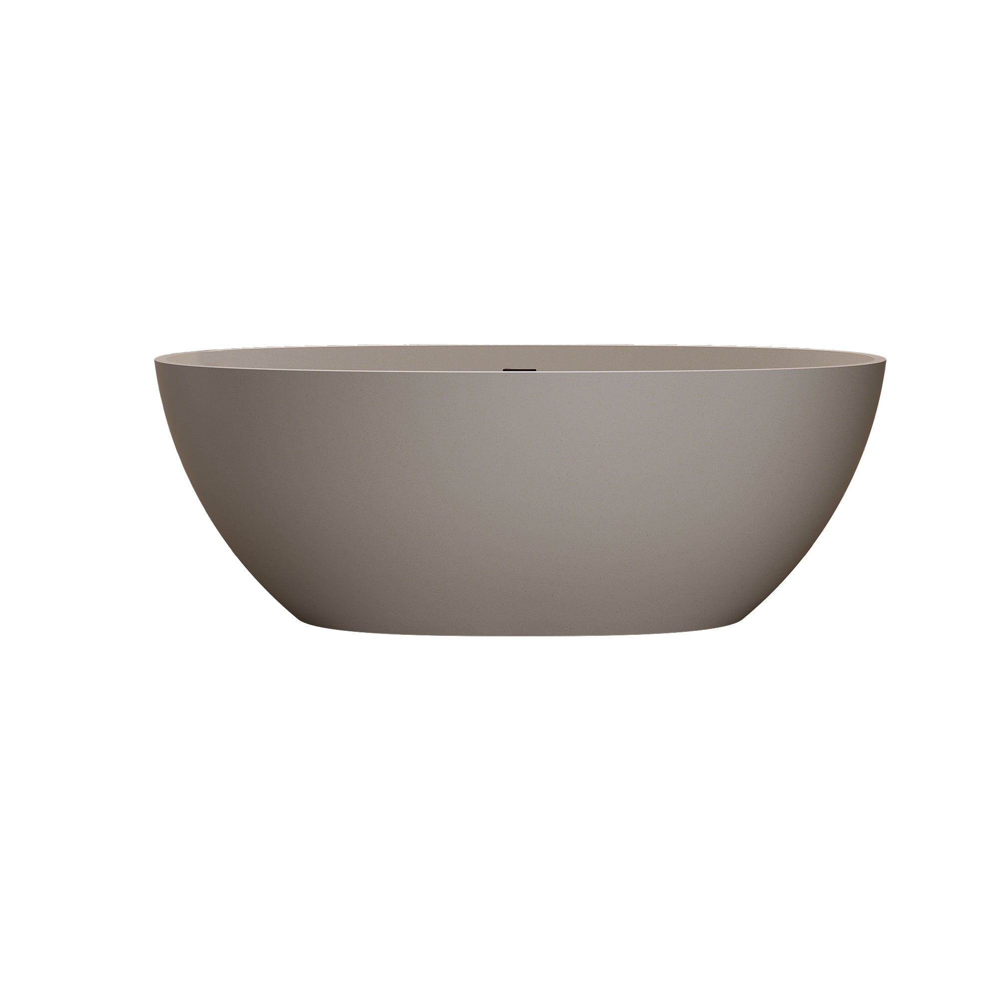 55"/59"/67" Modern Beige Stone Resin Freestanding Soaking Bathtub with Center Overflow and Drain
