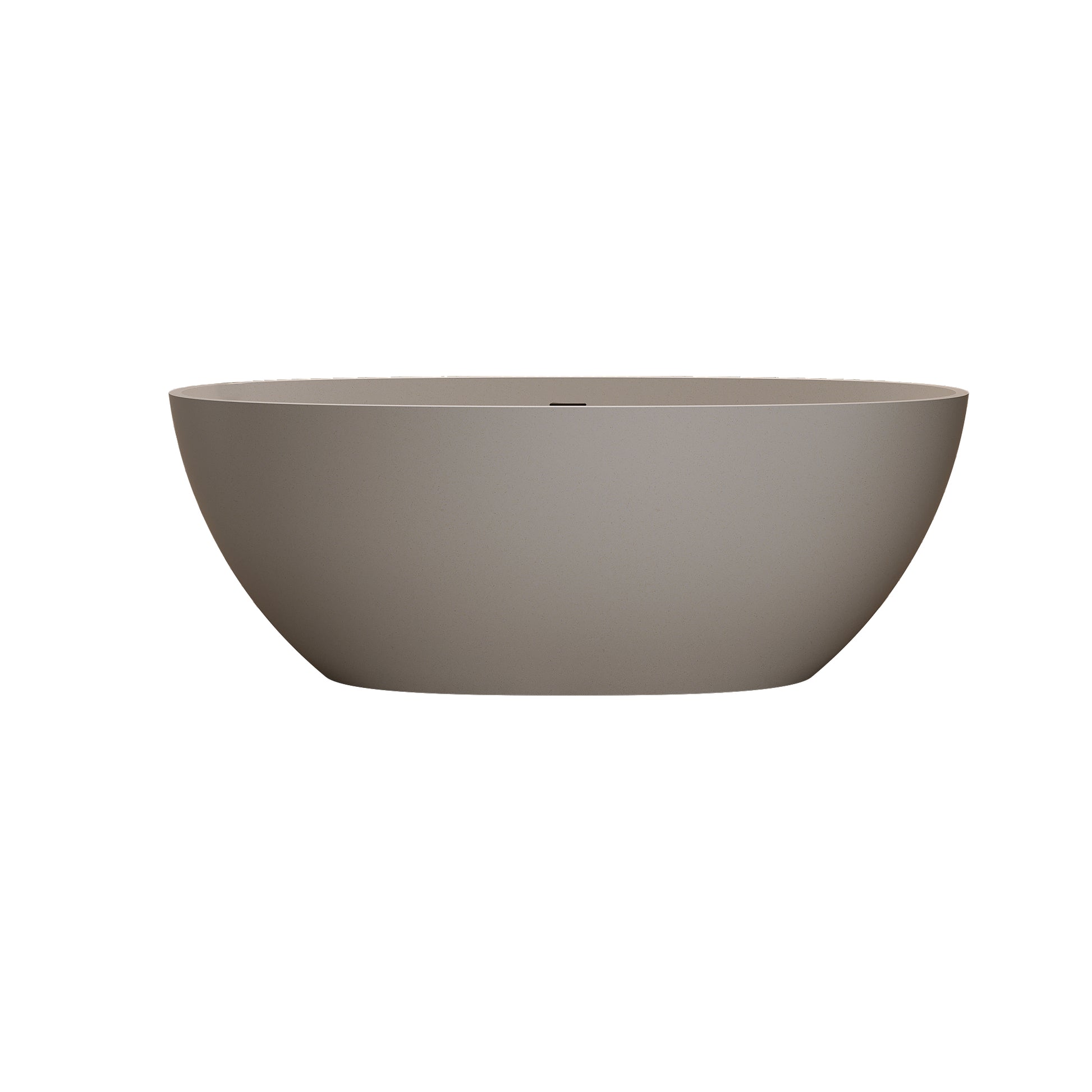 55"/59"/67" Modern Beige Stone Resin Freestanding Soaking Bathtub with Center Overflow and Drain