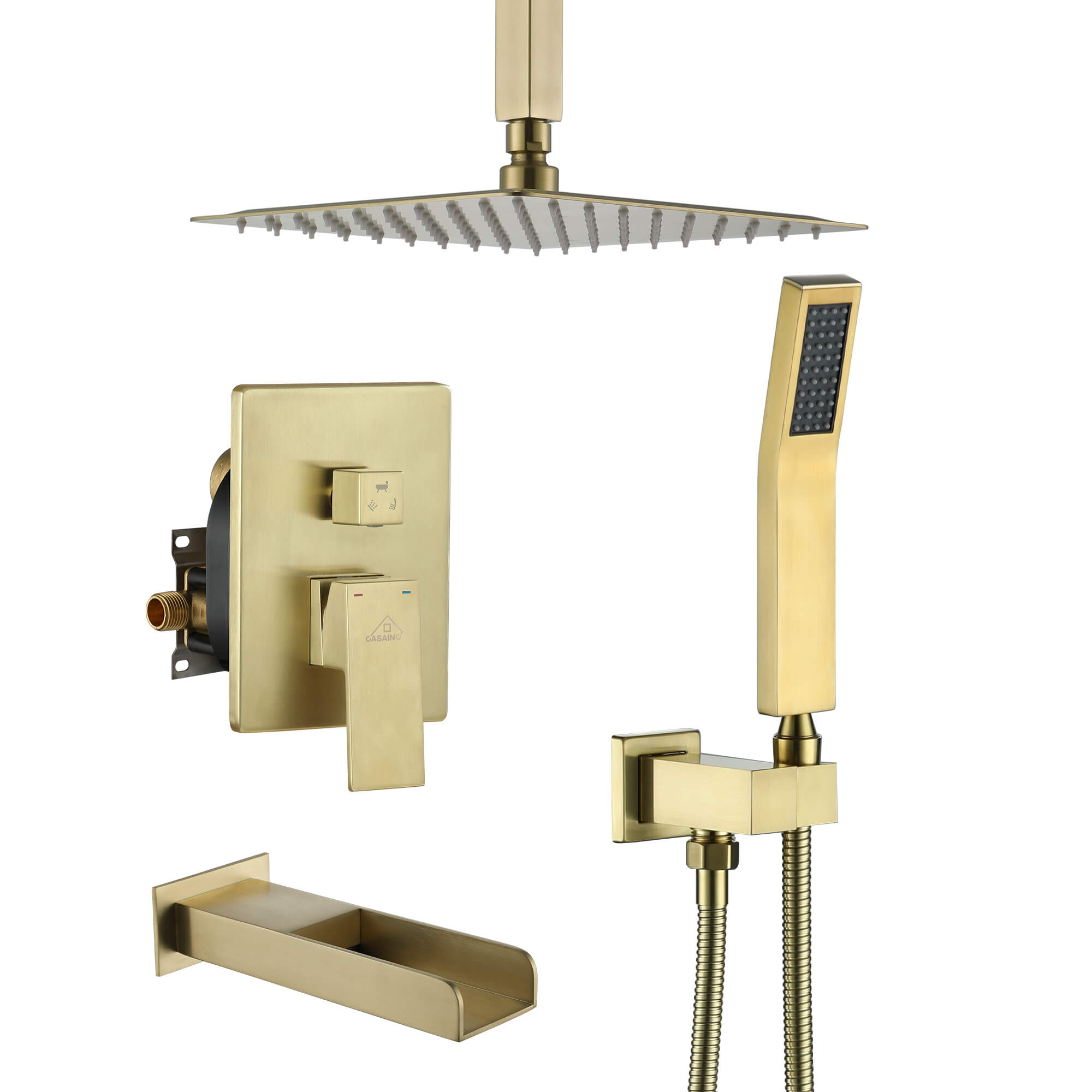 CASAINC Shower System with Cascading Tub Filler