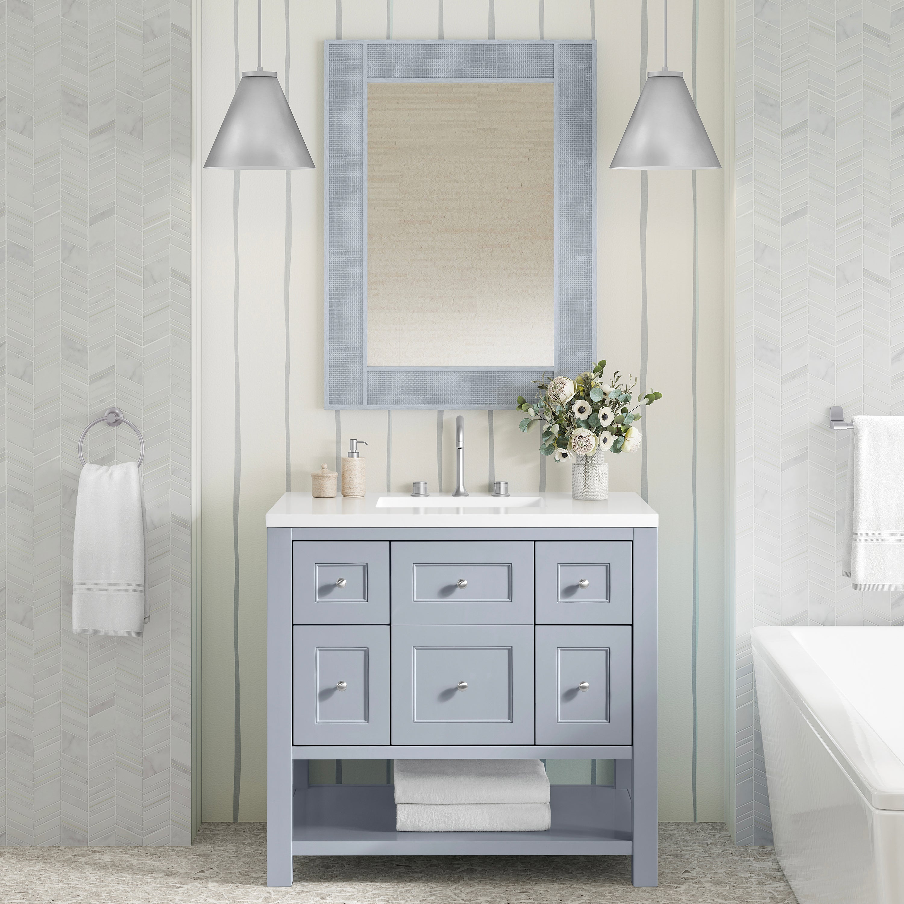 James Martin Solene 28" Mirror, Serenity Blue