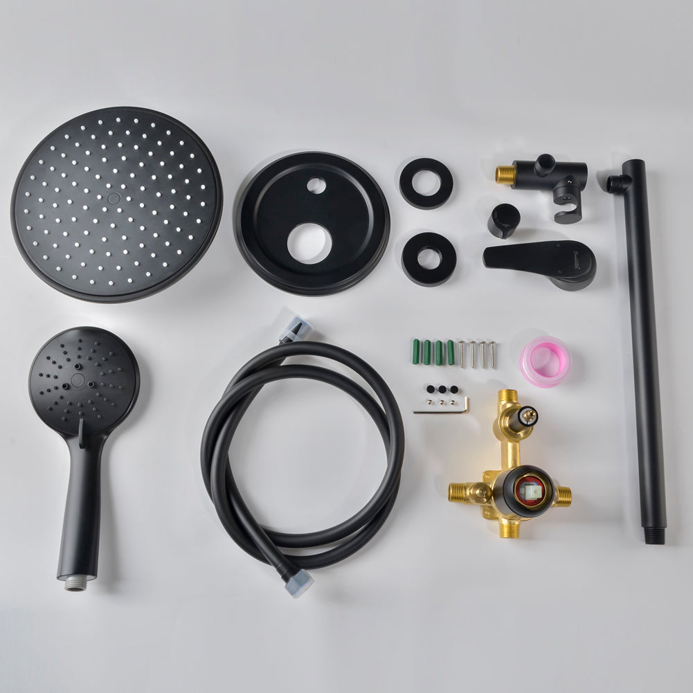 Casainc 3.2 GPM Wall Mounted 10-In Shower System with 5-Spray Patterns (Matte Black)-CASAINC