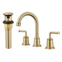 Casainc 8" Brass Bathroom Sink Faucet 2 Handle 3 Hole Gold Bathroom Faucet for Bathroom Sink with Pop-up Drain Assembly Widespread Vanity Faucets