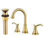 Casainc 8" Brass Bathroom Sink Faucet 2 Handle 3 Hole Gold Bathroom Faucet for Bathroom Sink with Pop-up Drain Assembly Widespread Vanity Faucets 360° Swivel Spout