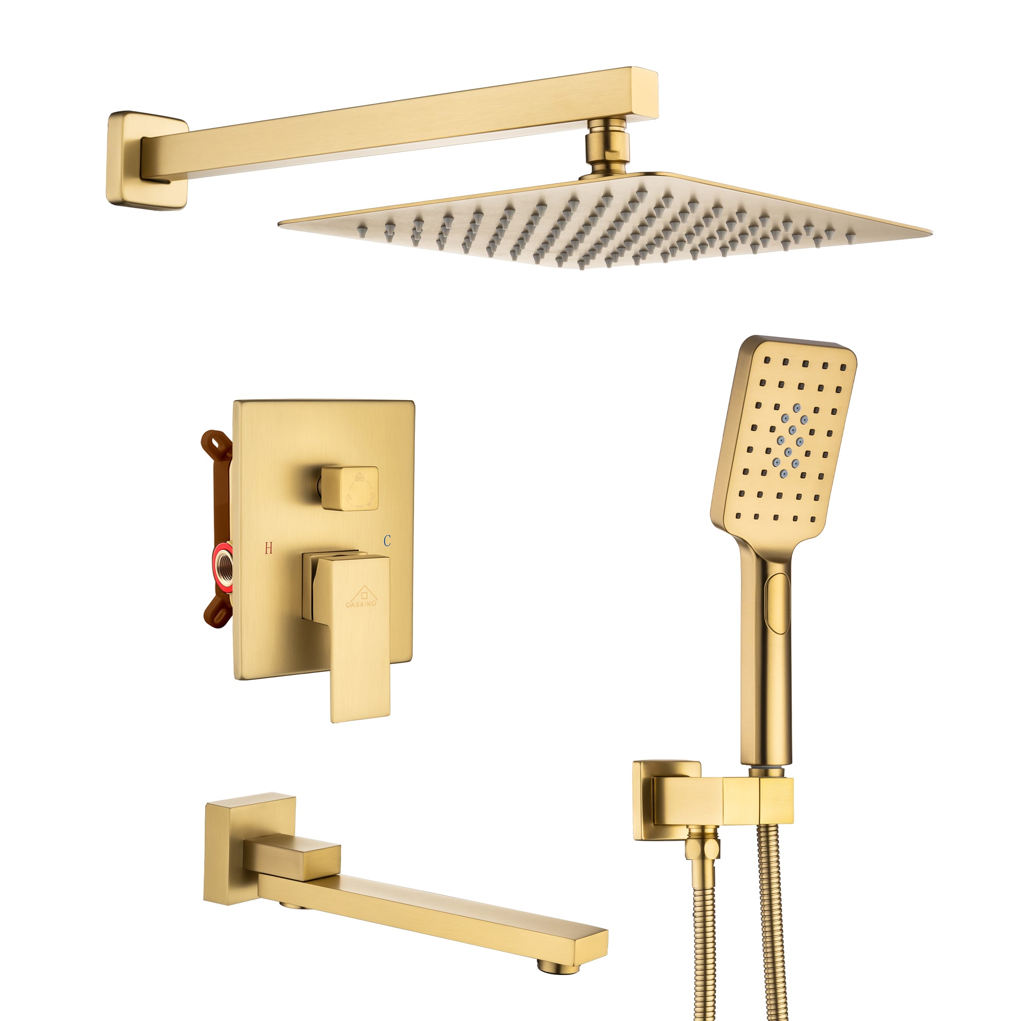 12" Shower System Square Top 3-Function Showerhead