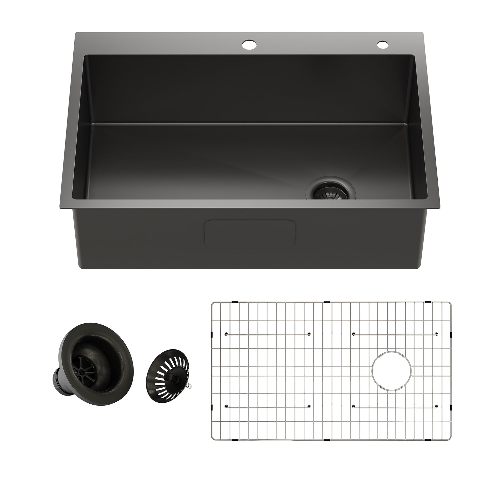 Drop-In Stainless Steel 33-inch 1-Hole Single Bowl Kitchen Sink in Nano PVD Gun Gray