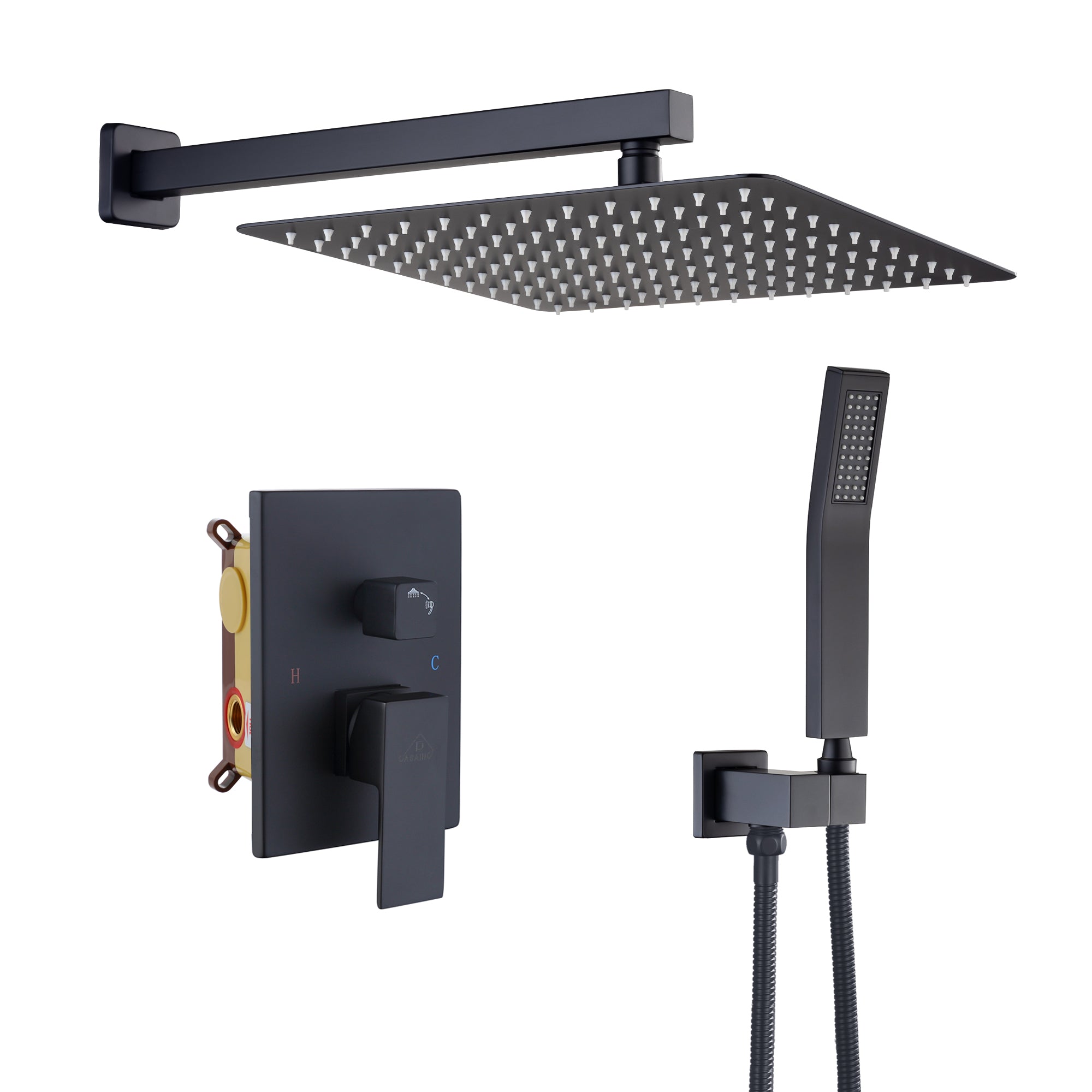 10"/12" Wall Mount Rainfall Shower Head System with Hand Shower