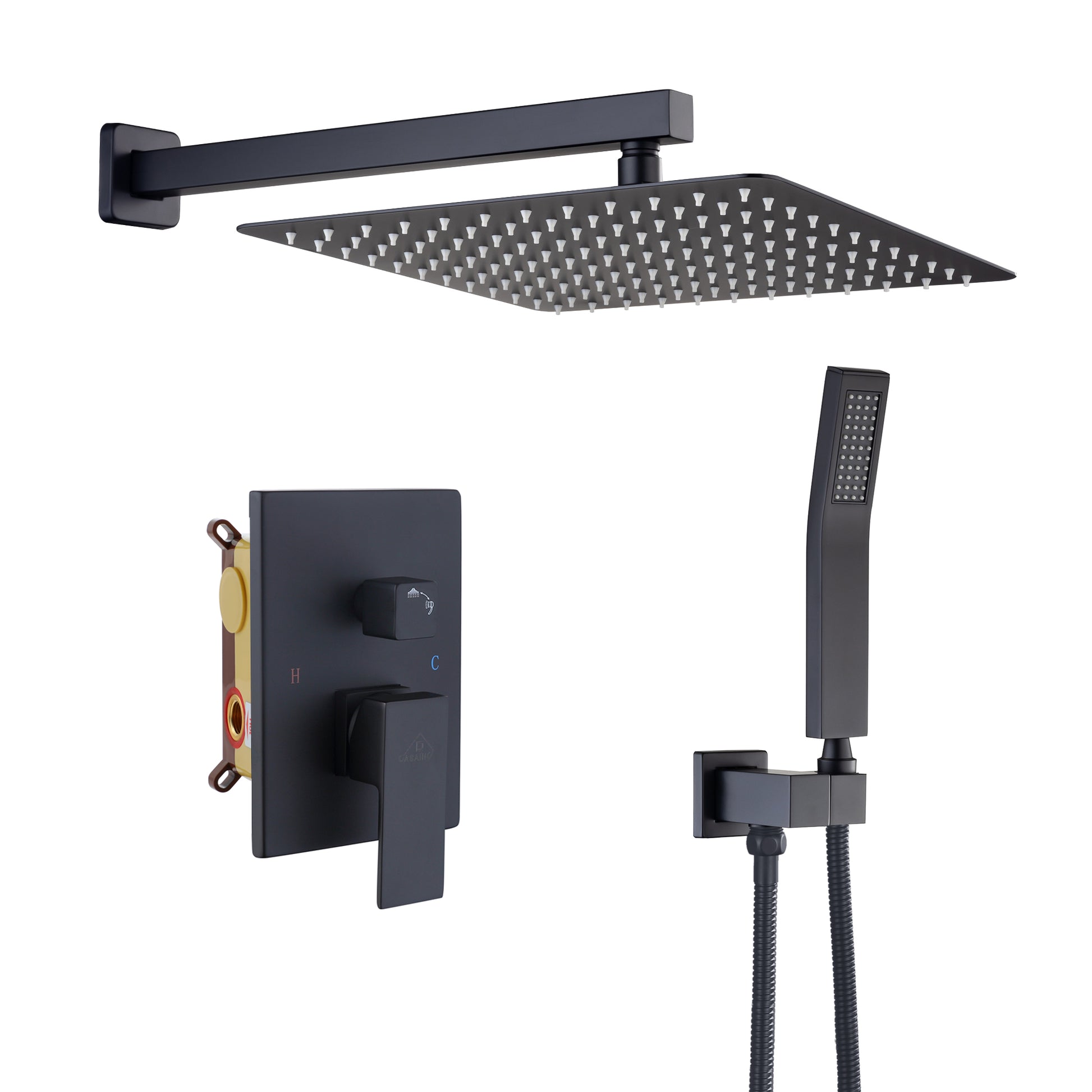 10"/12" Wall Mount Rainfall Shower Head System with Hand Shower