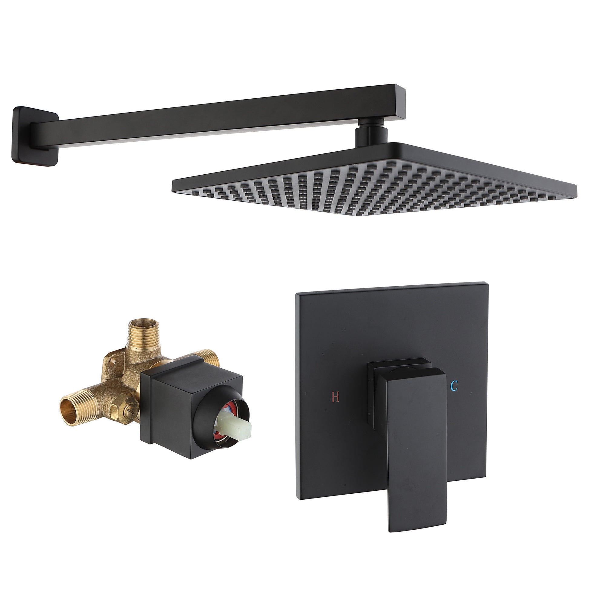 9" Wall Mount Rain Shower Head System Single Faucet (Valve Included)