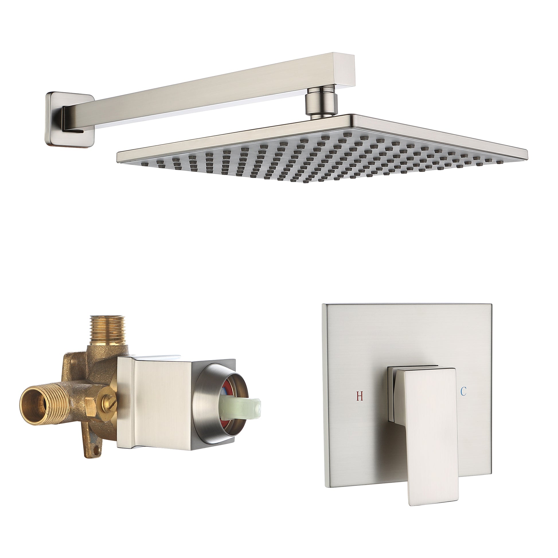 9" Wall Mount Rain Shower Head System Single Faucet (Valve Included)