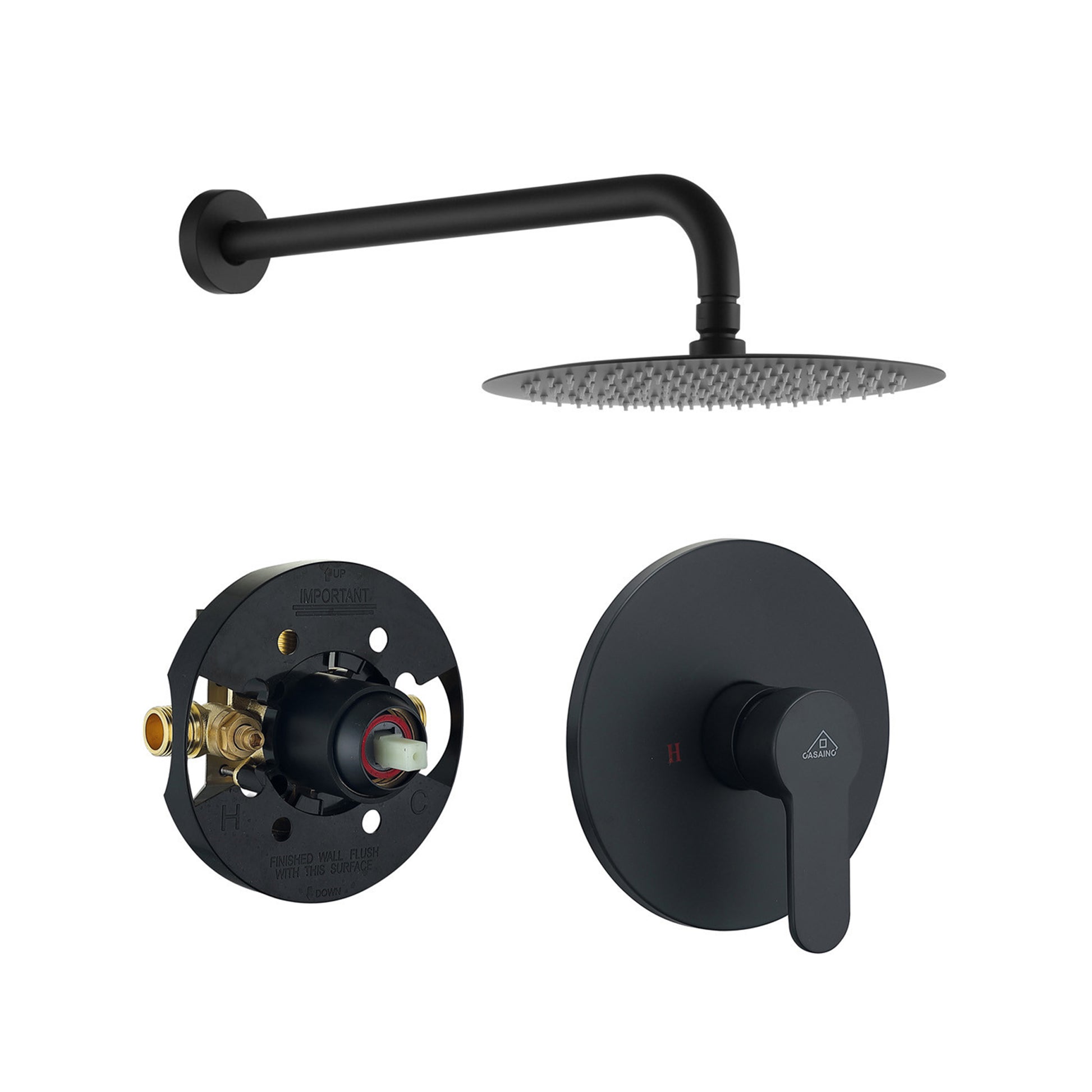 10" Wall Mount Round Shower Faucet Rain Shower System (Valve Included)