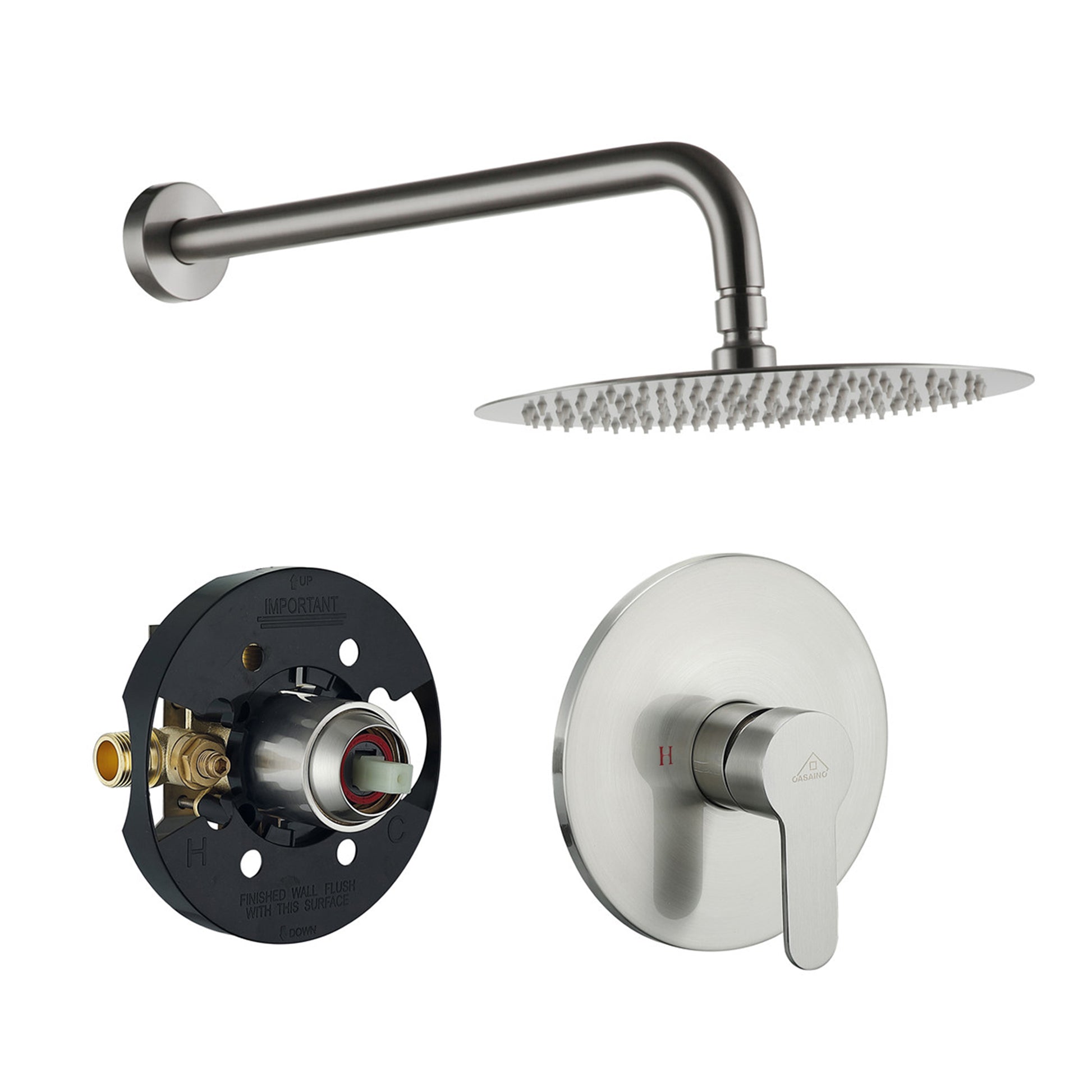 10" Wall Mount Round Shower Faucet Rain Shower System (Valve Included)