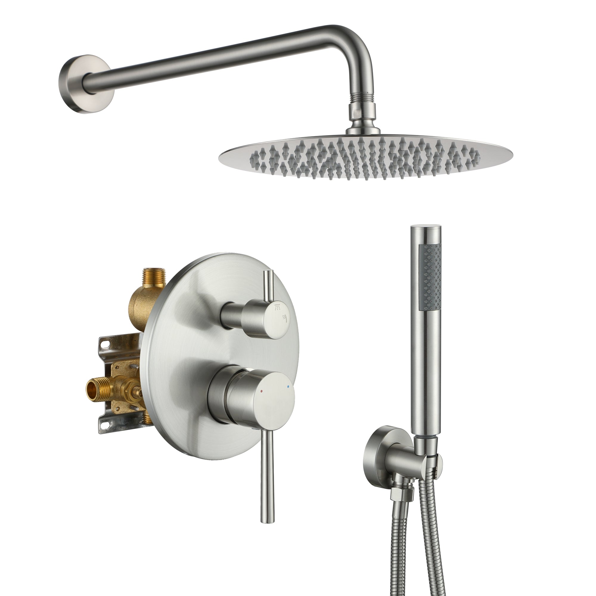 10-inch 2-Function Wall-Mounted Rain Shower System with Hand Shower