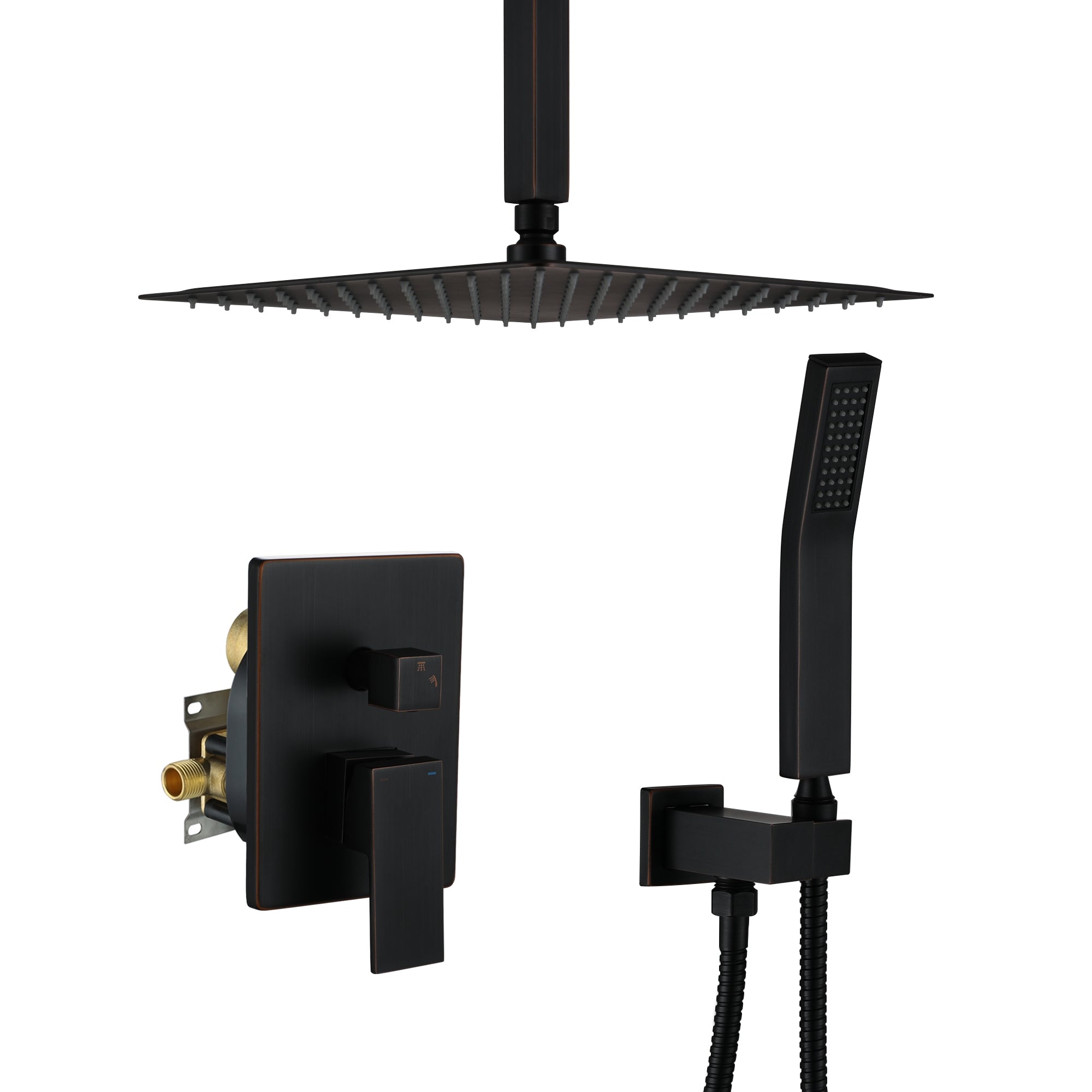 12" Ceiling-Mount Shower System with Handheld Shower in Oil Rubbed Bronze