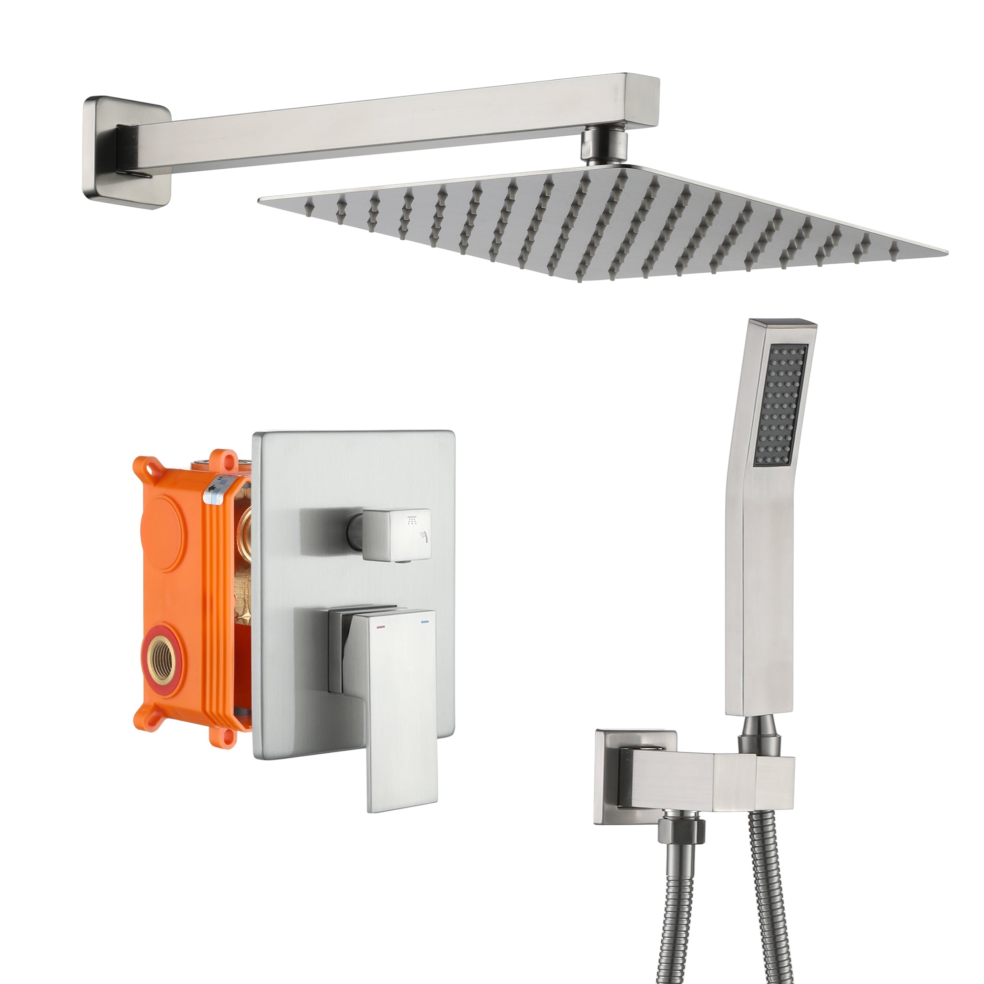 10-inch/12-inch Wall-Mounted Shower System with Hand Shower