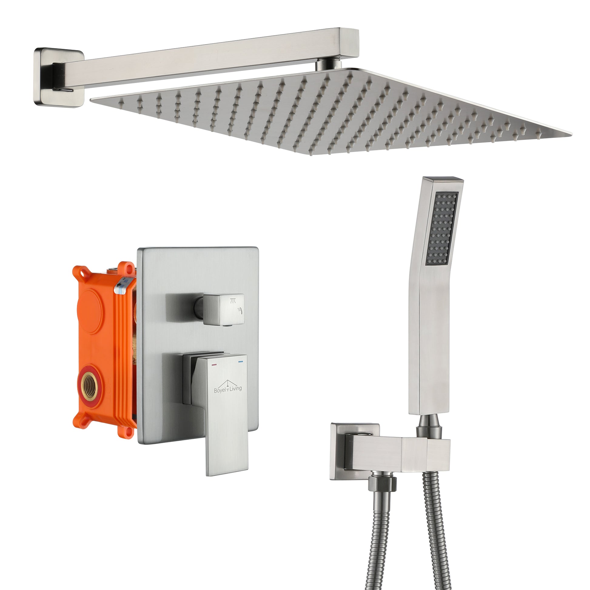 10-inch/12-inch Wall-Mounted Shower System with Hand Shower
