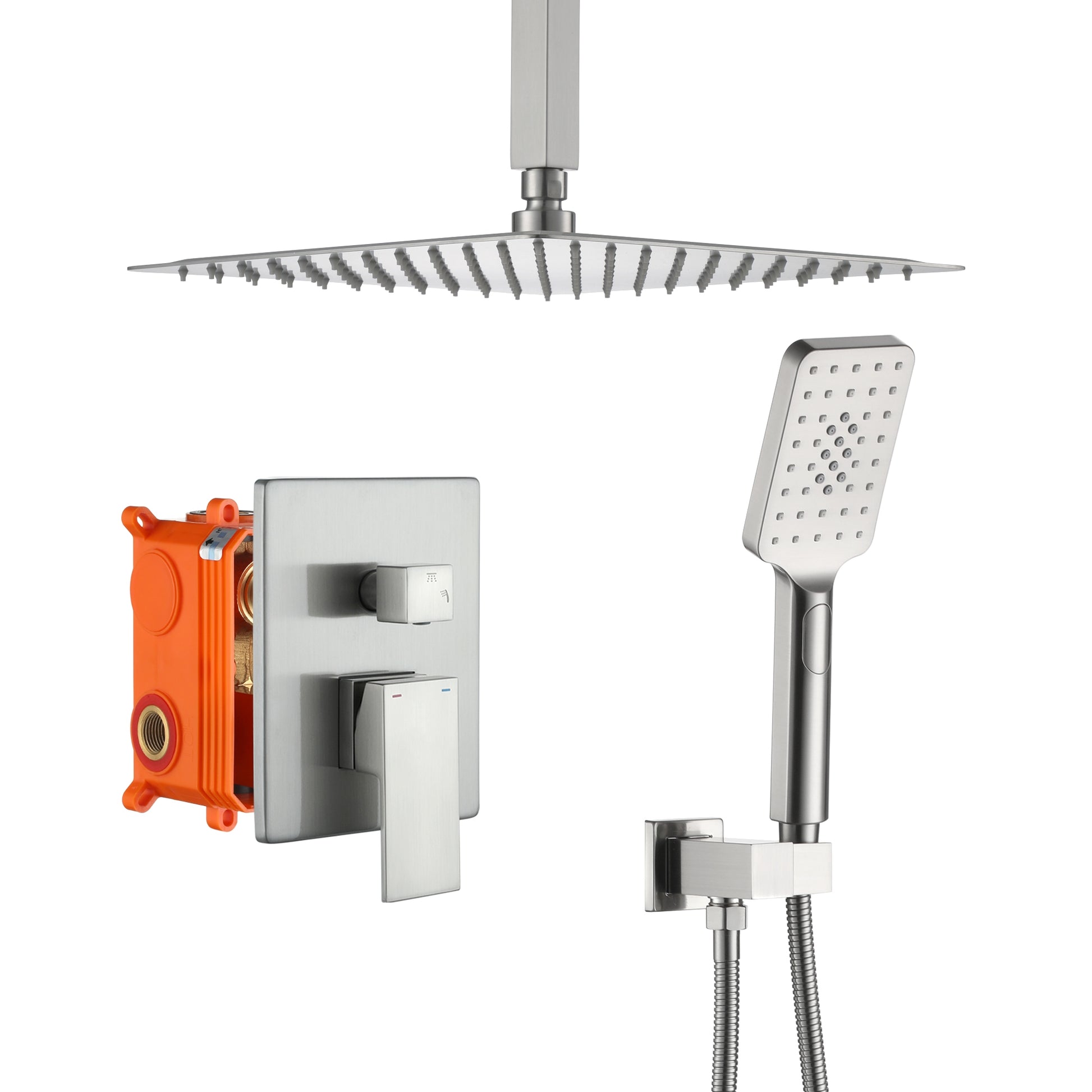 10-inch/12-inch Rain Shower System with 3-Spray Pattern Hand Shower in Brushed Nickel