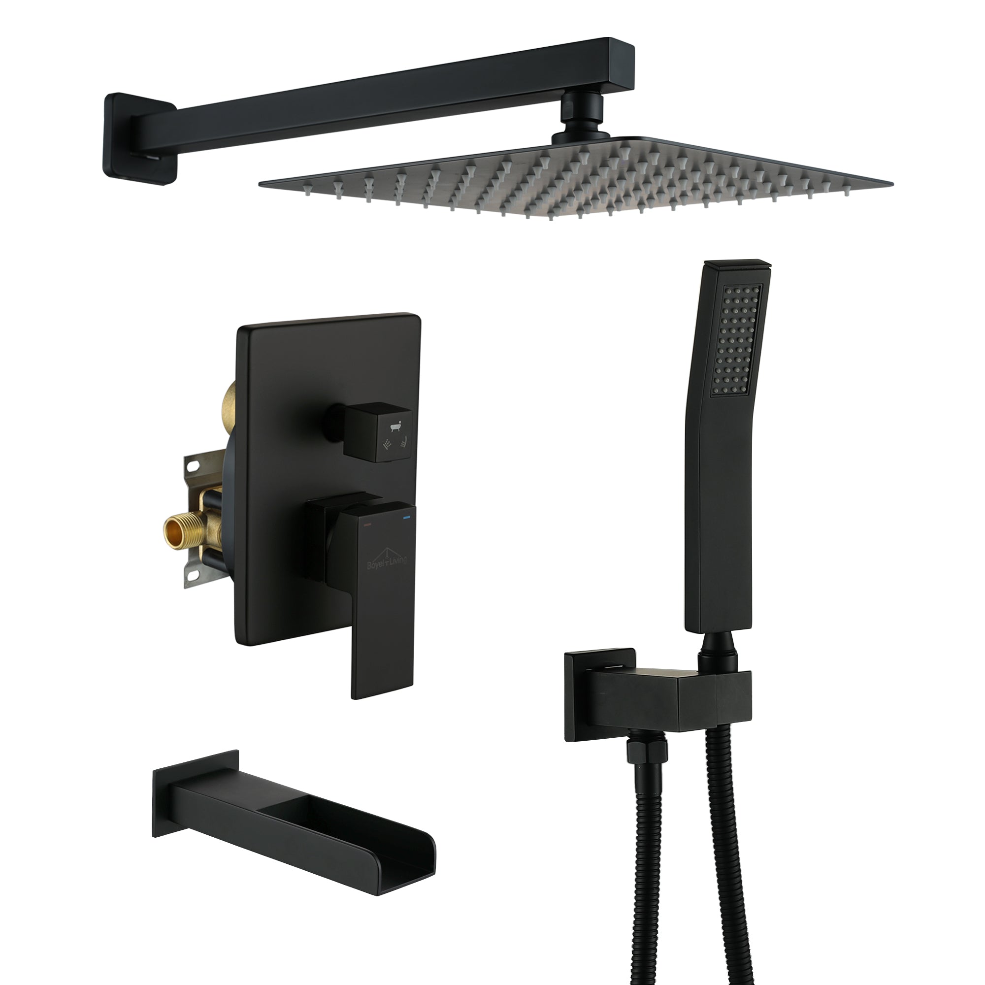 10-inch/12-inch Wall Mounted Rain Shower System with Handheld & Tub Filler