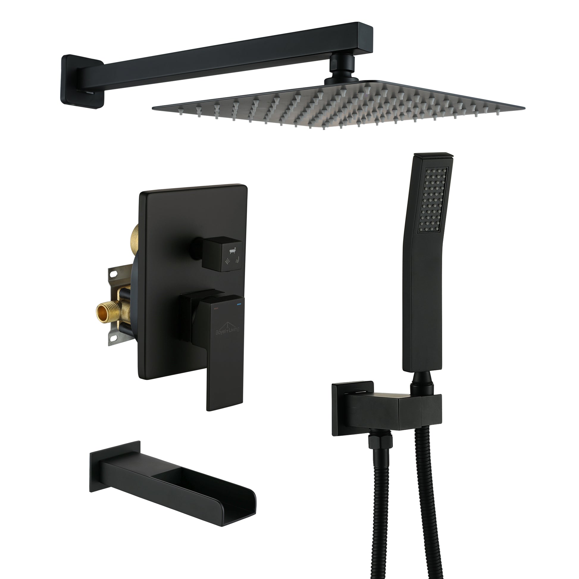 10-inch/12-inch Wall Mounted Rain Shower System with Handheld & Tub Filler
